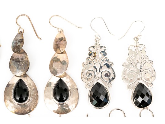 Eight Pairs Of Sterling Silver Earrings