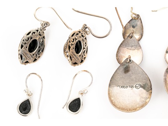 Eight Pairs Of Sterling Silver Earrings