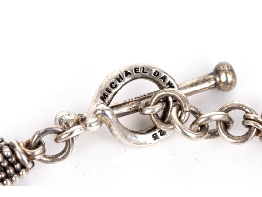 Michael Dawkins Sterling Silver Fun Complementary Pair Of Stacked Rondelle Motif Bracelets