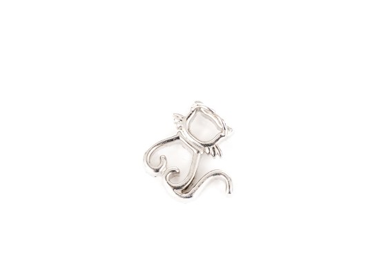 Sterling Silver Fun Diamond Set Sitting Cat Silhouette Pendant, App. 0.12 TCW