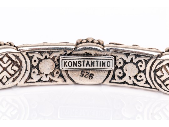 Michael Dawkins And Konstantino Sterling Silver Pair Of Balinese Patterning Slip On Bangle Bracelets