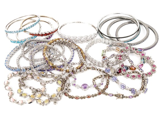 Sterling Silver Fun Assortment Of Cz Set Bracelets, 11.570 Gross Ozt