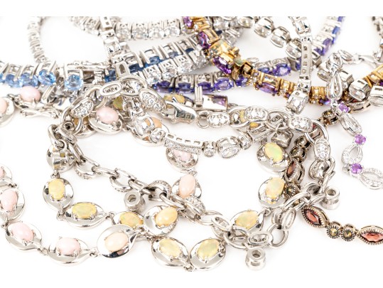 Sterling Silver Fun Assortment Of Cz Set Bracelets, 11.570 Gross Ozt