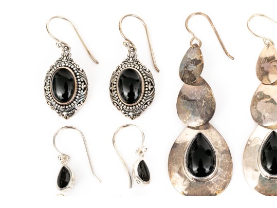 Eight Pairs Of Sterling Silver Earrings