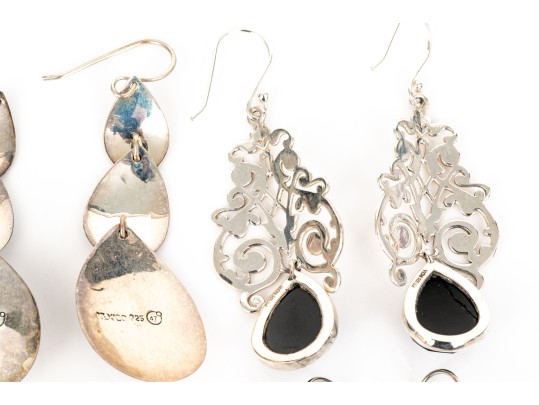 Eight Pairs Of Sterling Silver Earrings