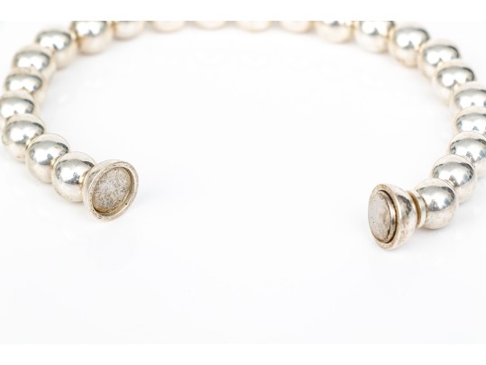 Sterling Silver Graduated Beaded Necklace And Bracelet