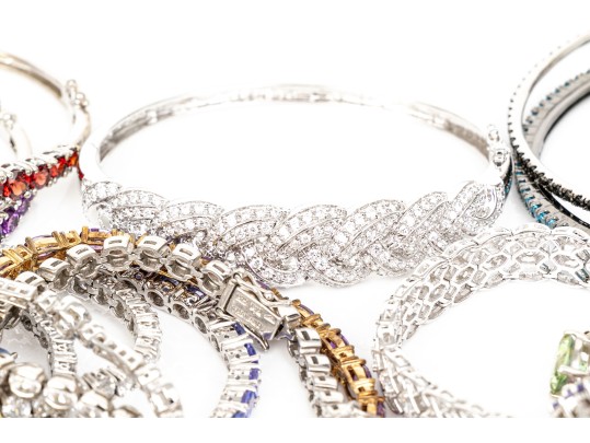 Sterling Silver Fun Assortment Of Cz Set Bracelets, 11.570 Gross Ozt