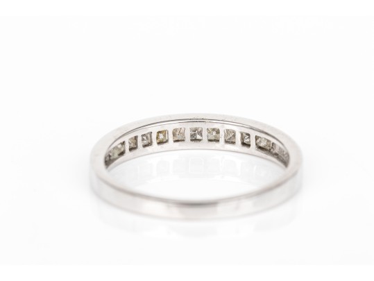 14k White Gold Pretty Princess Cut Diamond Channel Set Band, App. 0.20 TCW,