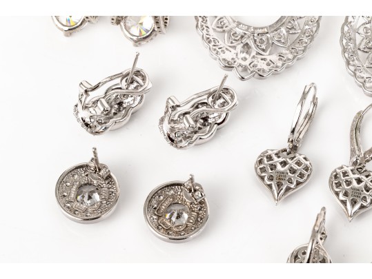 Eight Pairs Of Formal Sterling Silver Earrings