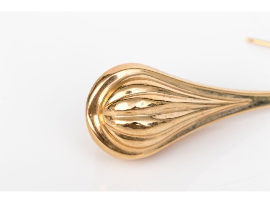 14k Yellow Gold Striking Elongated Tapered Hollow Tearpendant Earrings