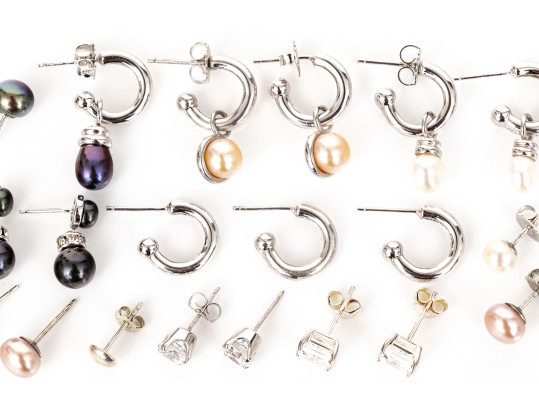 Collection Of Assorted Sterling Earrings, Including Cultured Freshwater Pearls Styles