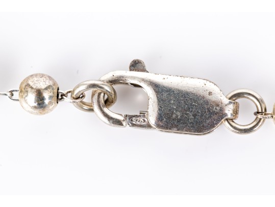 Sterling Silver Graduated Beaded Necklace And Bracelet