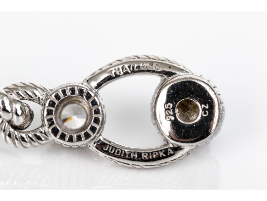 Judith Ripka Sterling Silver Beautiful Ribbed Link And Faux Pearl 