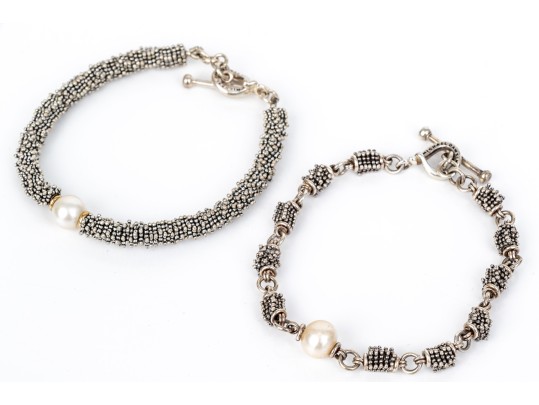 Michael Dawkins Sterling Silver Fun Complementary Pair Of Stacked Rondelle Motif Bracelets