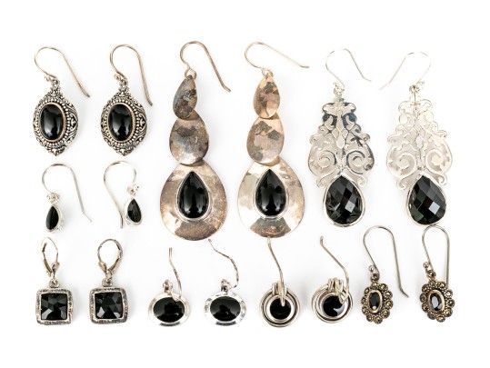 Eight Pairs Of Sterling Silver Earrings
