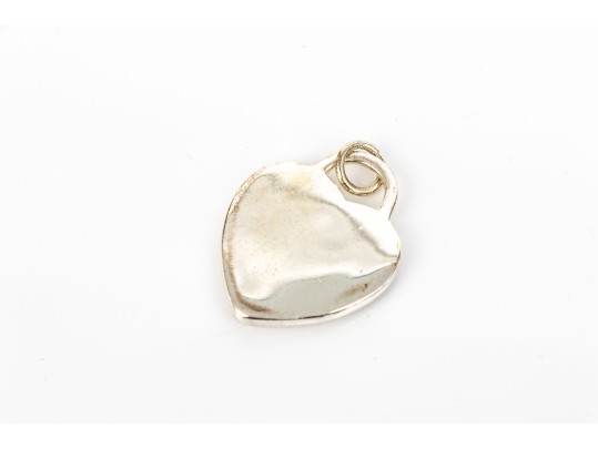 Sterling Silver Large Heart Motif Pendant, Cz Border, Inspired By Tiffany