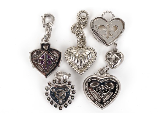 Judith Ripka Sterling Silver Collection Of Heart Motif Jewelry Pieces