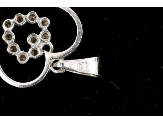 14k White Gold Pretty Open Floating Frame Diamond Set Heart Pendant, App. 0.10 TCW