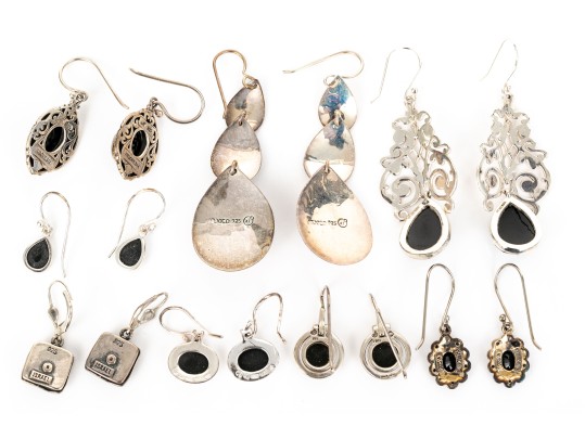 Eight Pairs Of Sterling Silver Earrings