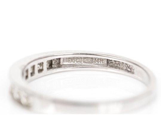 14k White Gold Pretty Princess Cut Diamond Channel Set Band, App. 0.20 TCW,