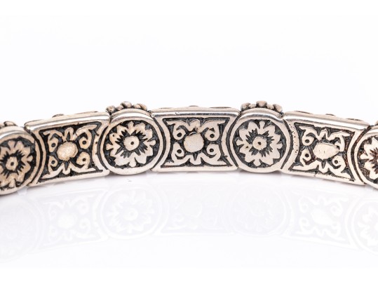 Michael Dawkins And Konstantino Sterling Silver Pair Of Balinese Patterning Slip On Bangle Bracelets