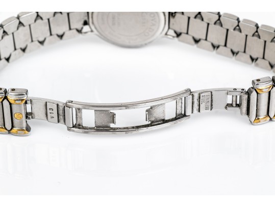 Movado Small Quartz Two Tone 26mm Watch, White Dial Black Roman, Bracelet