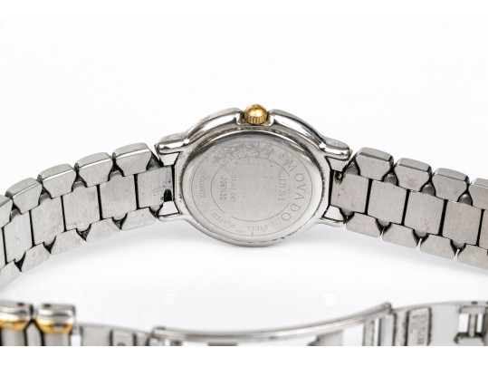 Movado Small Quartz Two Tone 26mm Watch, White Dial Black Roman, Bracelet