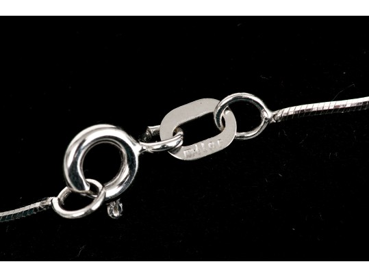 14k Fine Snake Chain With 18k Gold Diamond Set Double Open Heart Pendant, App. 0.15 TCW