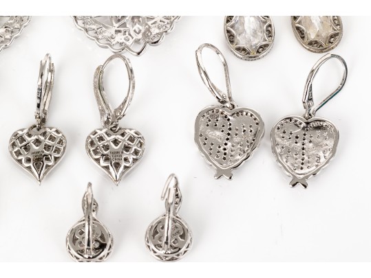 Eight Pairs Of Formal Sterling Silver Earrings