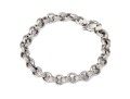 14k White Gold Handsome Chunky Rolo Link Bracelet, Ribbed Finish
