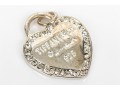 Sterling Silver Large Heart Motif Pendant, Cz Border, Inspired By Tiffany