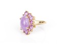 14k Yellow Gold Purple Aventurine And Amethyst Halo Cocktail Ring, Size 6