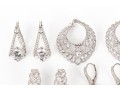 Eight Pairs Of Formal Sterling Silver Earrings