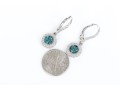Sterling Silver Stunning Blue Moissanite And Pave Diamond Style Drop Earrings, App. 0.12 TCW.