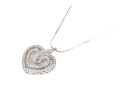 14k Fine Snake Chain With 18k Gold Diamond Set Double Open Heart Pendant, App. 0.15 TCW