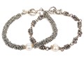 Michael Dawkins Sterling Silver Fun Complementary Pair Of Stacked Rondelle Motif Bracelets