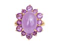 14k Yellow Gold Purple Aventurine And Amethyst Halo Cocktail Ring, Size 6