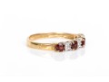 10k Yellow Gold Burgundy Glass And White Sapphire 7 Stone Ring, Size 5.75+