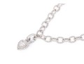 Judith Ripka Sterling Silver Elegant Oval Ribbed Link Necklace With Cz Pave Heart Enhancer