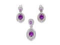 Judith Ripka Sterling Silver Funky Purple Cz Pendant Earrings And Matching Enhancer Set