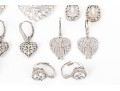 Eight Pairs Of Formal Sterling Silver Earrings