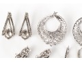 Eight Pairs Of Formal Sterling Silver Earrings
