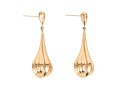 14k Yellow Gold Striking Elongated Tapered Hollow Tearpendant Earrings