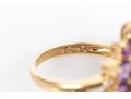 14k Yellow Gold Purple Aventurine And Amethyst Halo Cocktail Ring, Size 6