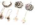 Collection Of Sterling Silver Flower Motif Pendant Style And Hoop Earrings
