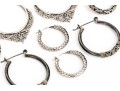 Collection Of Assorted Sterling Silver Balinese Motif Hoop Earrings