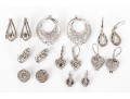 Eight Pairs Of Formal Sterling Silver Earrings