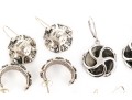 Collection Of Sterling Silver Flower Motif Pendant Style And Hoop Earrings