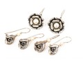 Collection Of Sterling Silver Flower Motif Pendant Style And Hoop Earrings