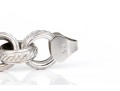14k White Gold Handsome Chunky Rolo Link Bracelet, Ribbed Finish
